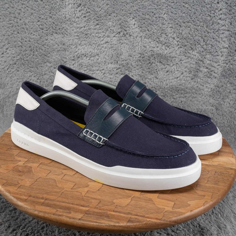 Cole Haan GRAND360 Navy Blue Canvas Penny Loafers C34726 Men's Size 13 M